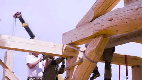 log cabin construction in progress