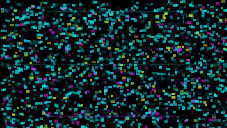 Abstract Digital Background with Moving Colorful Pixel Squares
