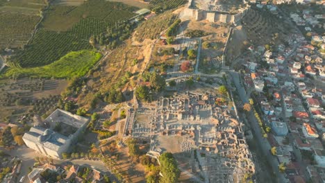 aerial drone flying above ancient historic city ayasuluk citadel ruins at selçuk turkey, basilica of saint john
aziz, yohannes bazilikası, ayasuluk kalesi