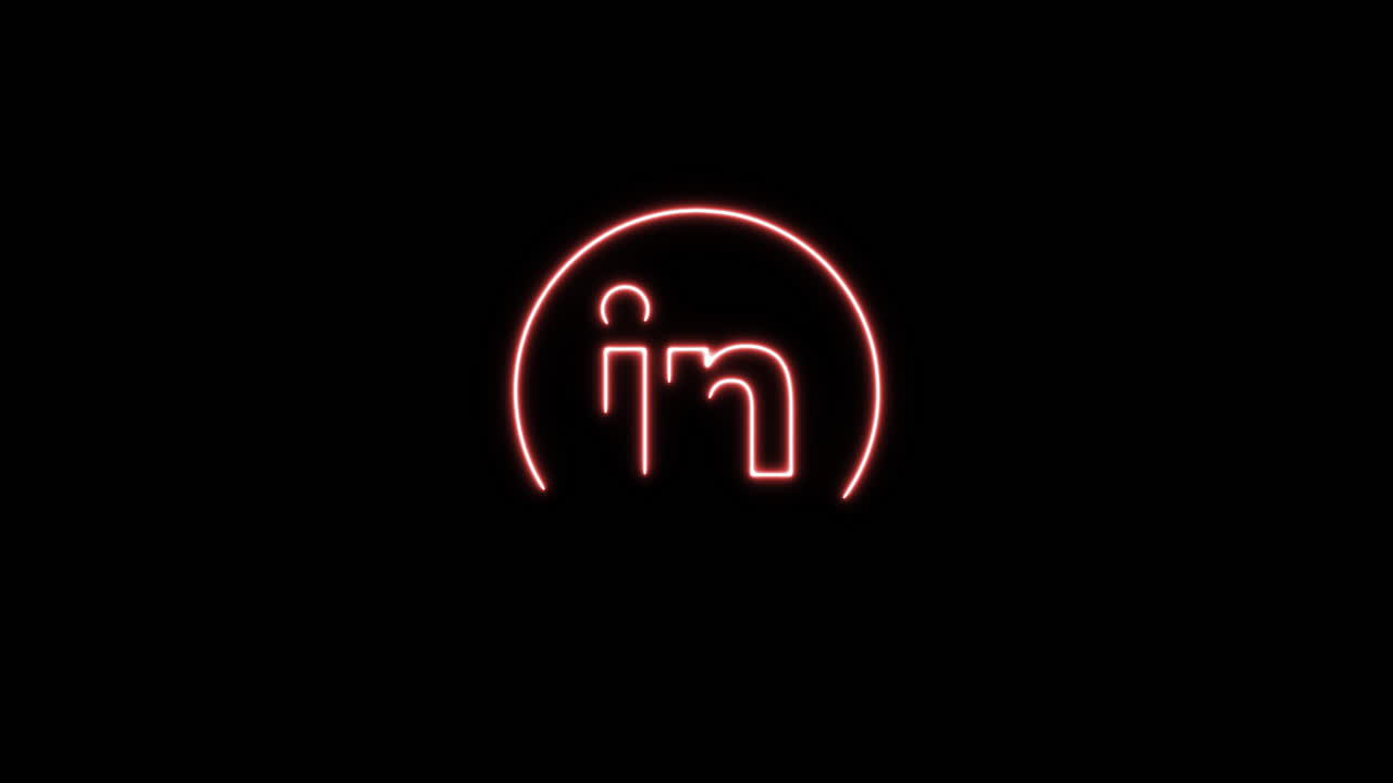 LinkedIn Neon Logo Animation on Black Background