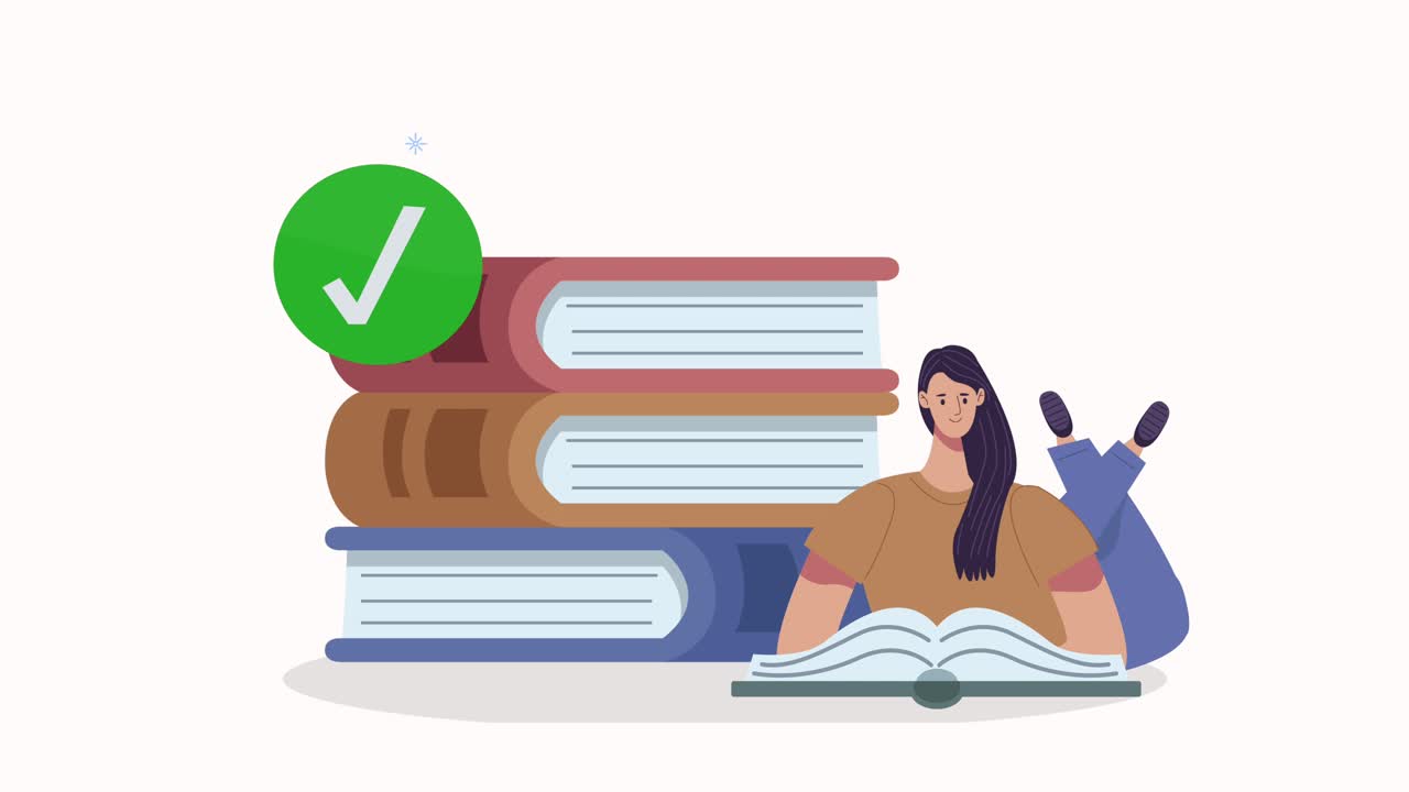 joven estudiante leyendo libros y pilas de libros