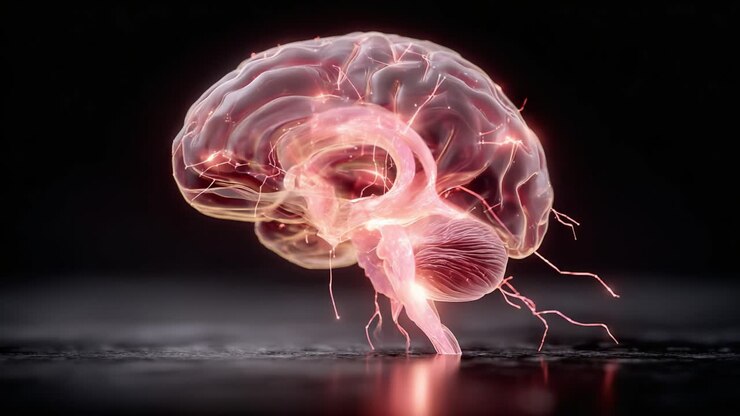 Uma Visualização Dinâmica do Cérebro Humano: Capturando Atividade Neural e Conexões Sinápticas em Detalhes Impressionantes com Fluxos de Energia Vibrantes Representando Processos de Pensamento e Cognição