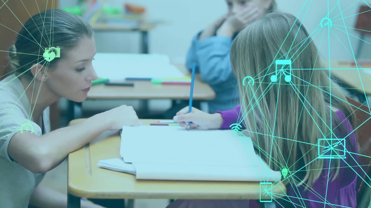 animación de redes de conexiones entre diversos escolares y maestras en el aula