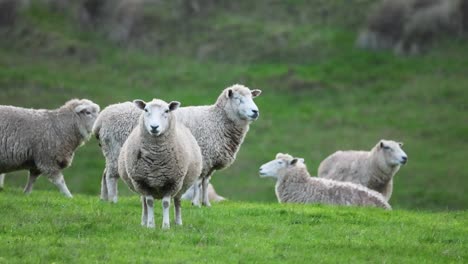 sheep grazing peacefully on green pasture