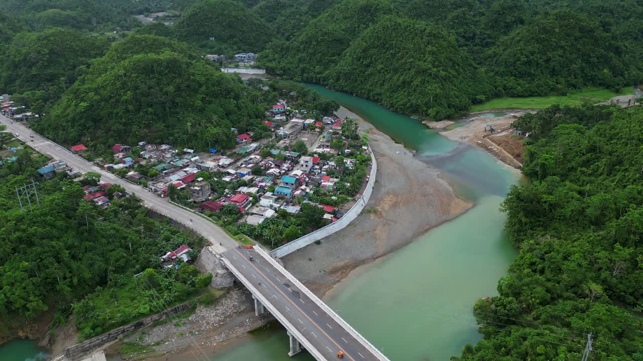 Aerial View Of A Road Bridge Near Sto. Domingo Rural Town In Virac, Catanduanes, Philippines.