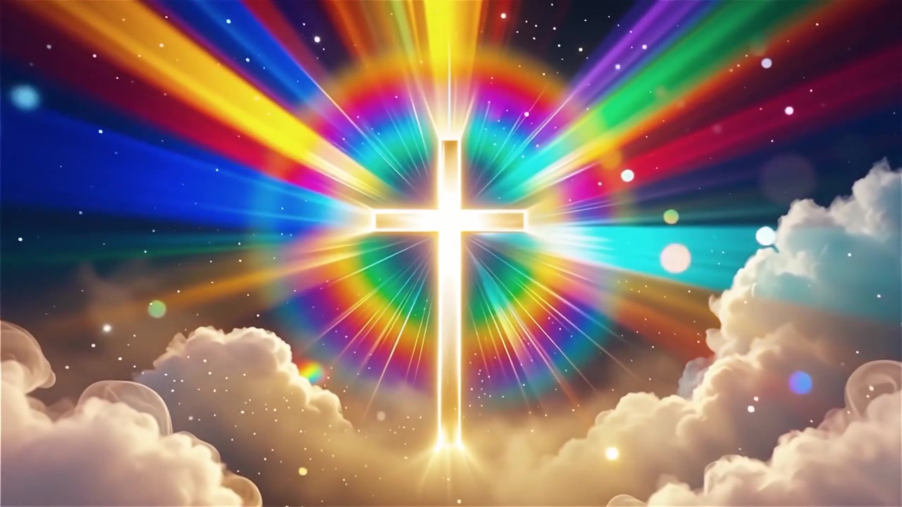 Cruz Cristiana con Luz Celestial, Fondo para Adoración.