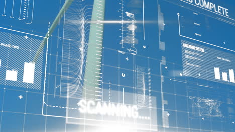 animation showing futuristic data charts and graphs on blue background