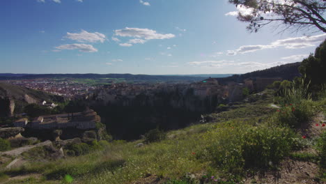 cuenca, spain landscape on sunny day - wide tilt-up