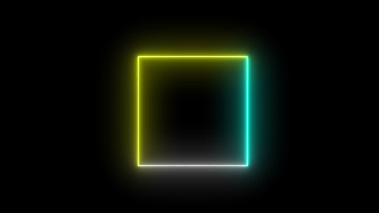 Colorful abstract of neon line blaze glowing flashing animation loop random on a black background.