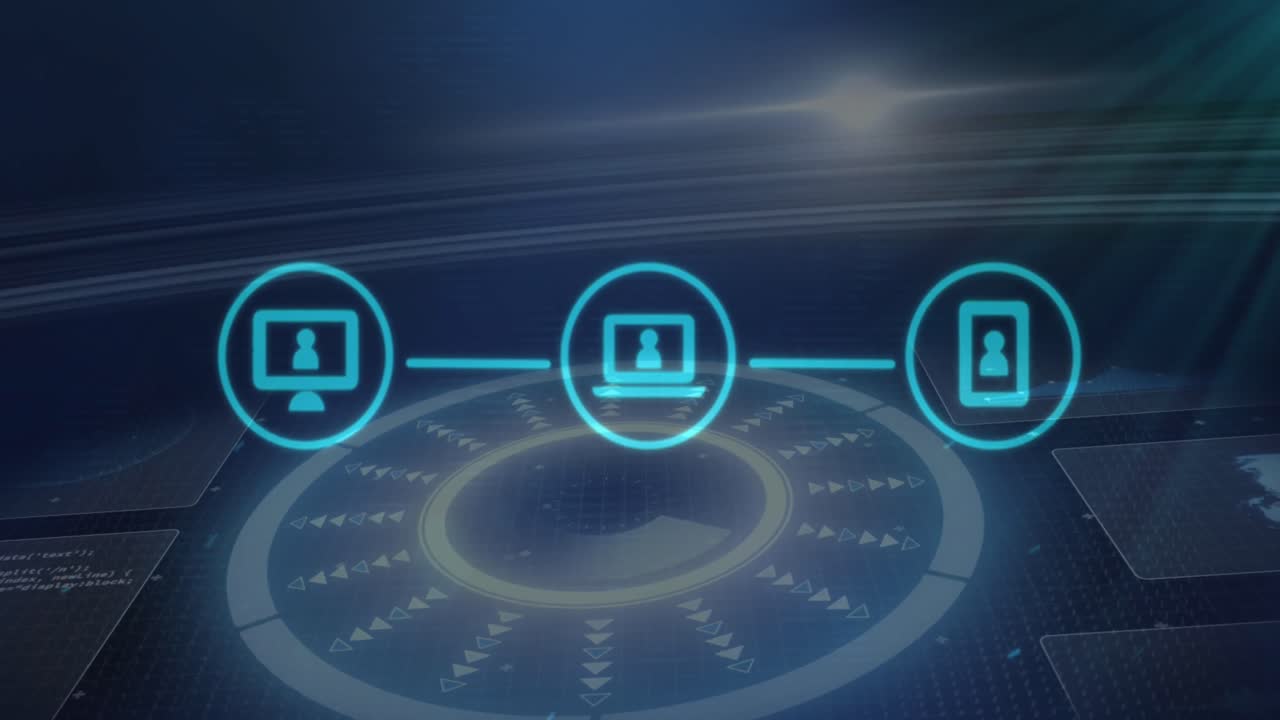 Animation of communication devices icons over data scanning