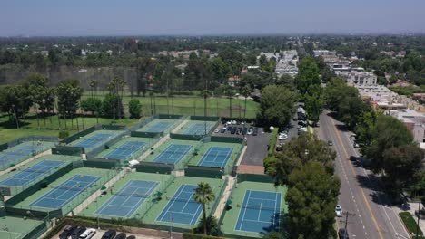 aerial view of tennis courts and complex