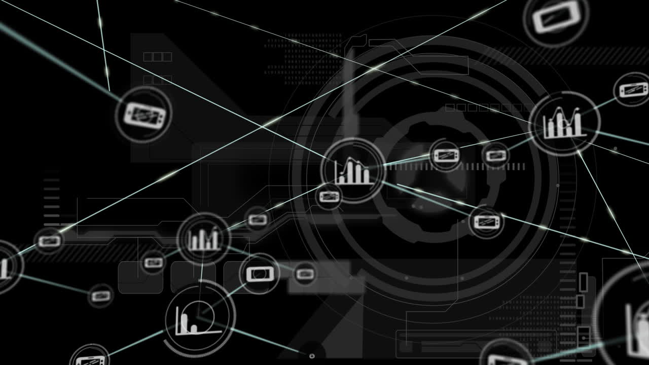 conectores que se mueven en un fondo digital negro
