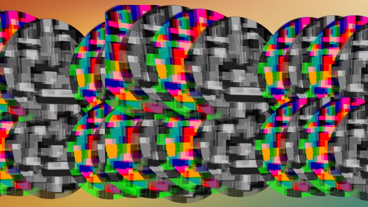 Animation of vibrantly coloured circles in hypnotic movement on seamless loop