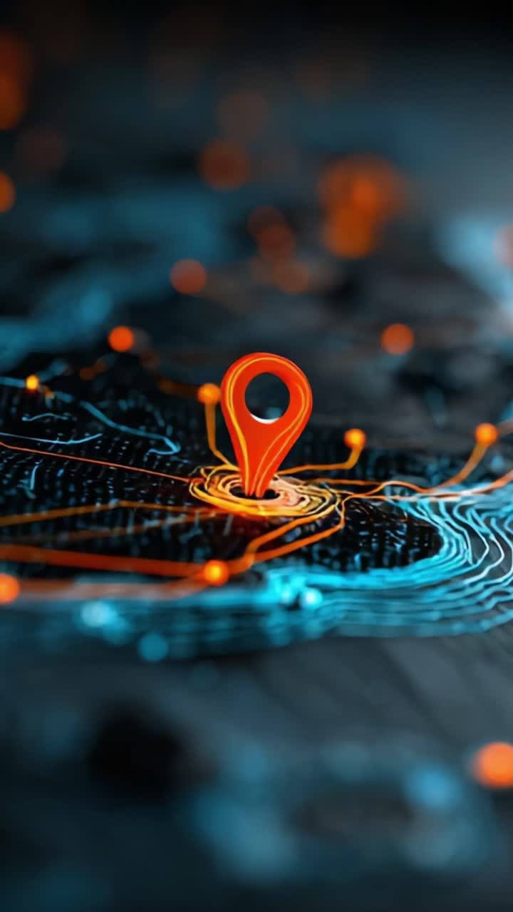 An Engaging Representation of a Networked Map with Multiple Location Pins Displaying Connectivity and Digital Navigation in a Modern Technology Context
