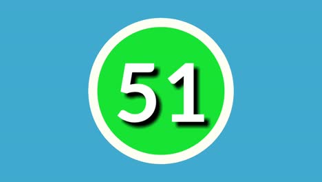 number 51 fifty one sign symbol animation motion graphics on green sphere on blue background,4k cartoon video number for video elements