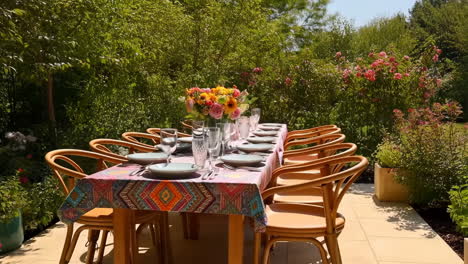 outdoor dining table set for a garden party