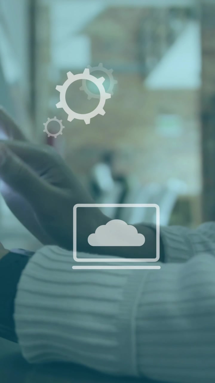 Animation of financial data processing over caucasian businessman using tablet in office
