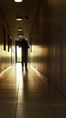 patient is walking in corridor