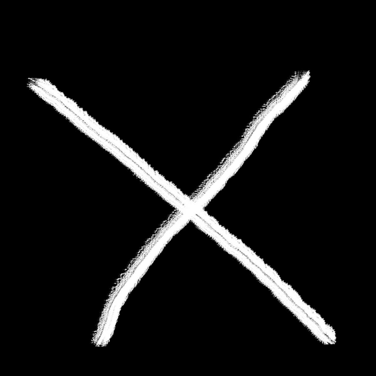 Marchio X bianco disegnato a mano su sfondo nero