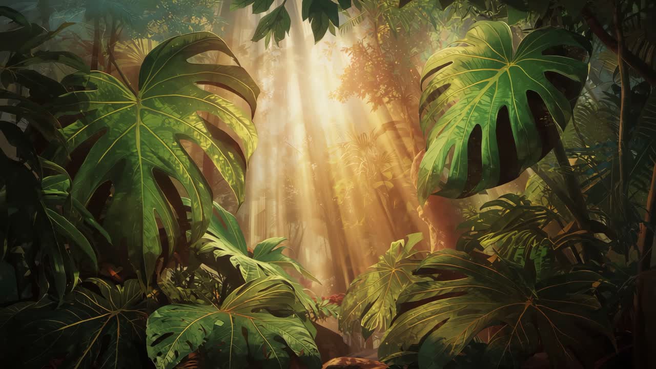 escena de la selva exuberante