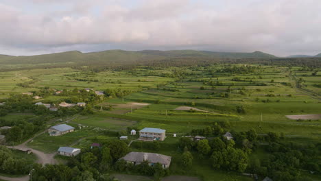 Aerial-Landscape-View-Of-Historic-Village-Chobareti-In-Georgia