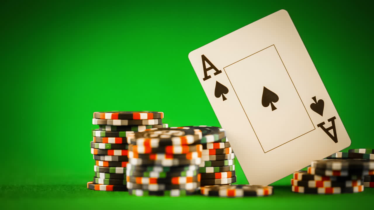 Poker chips and playing cards