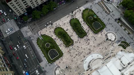 Vista-Desde-Arriba-De-La-Explanada-Del-Palacio-De-Bellas-Artes-En-La-Ciudad-De-México---Vista-Aérea-De-Arriba-Hacia-Abajo,-México