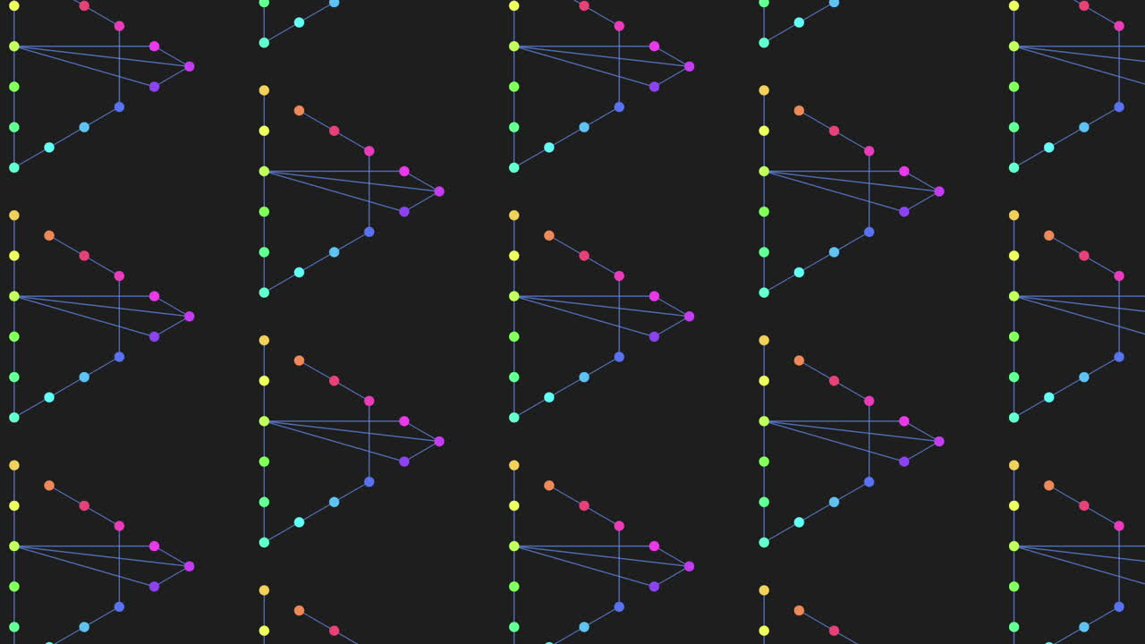 피라미드에서 영감을 받은 모양으로 삼각형 모양의 색의 점들이 있습니다.