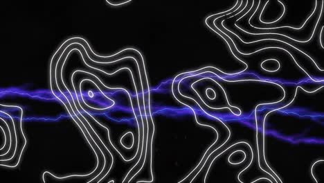 animación de líneas de contorno blancas sobre corrientes eléctricas púrpuras brillantes sobre fondo negro