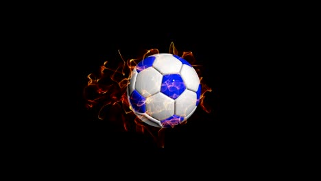 rotating soccer ball on a black background, video loop, with alpha channel
