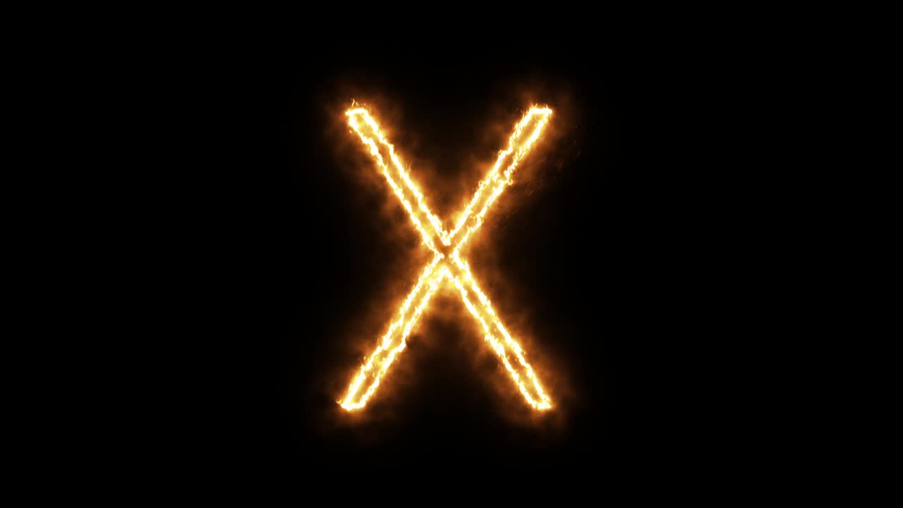 la letra "x" de la llama ardiente. fuente de quema ardiente o texto alfabético de hoguera con efecto de calor ardiente y brillante. renderización 3d.