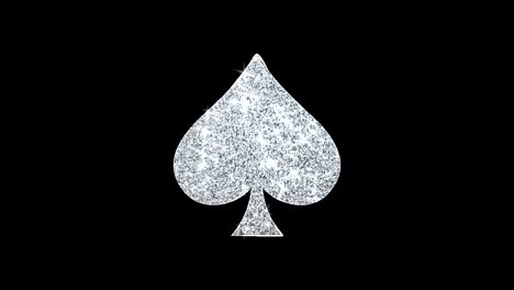 playing card spades glith icon shining glitter loop blinking particles .