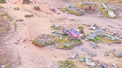 drone footage of a b29 aircraft crash site serving as a us memorial located on devils dike trail, glossop