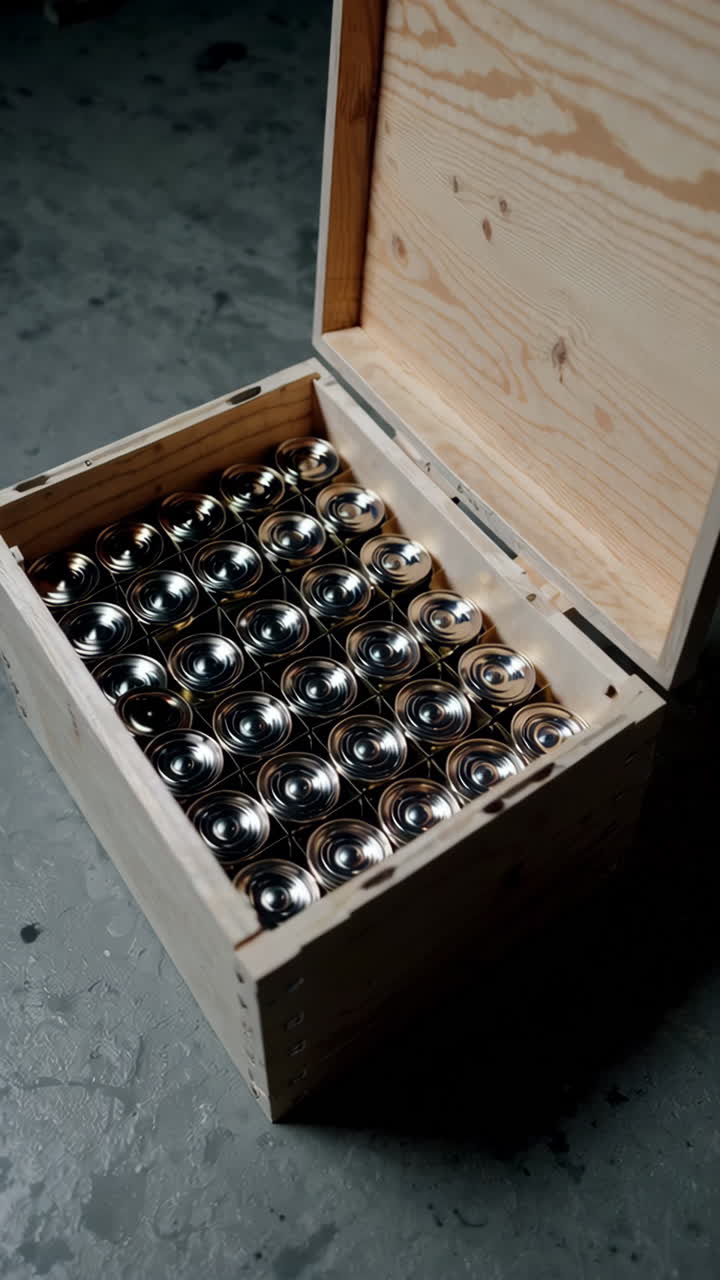 Wooden Crate Filled with Cans