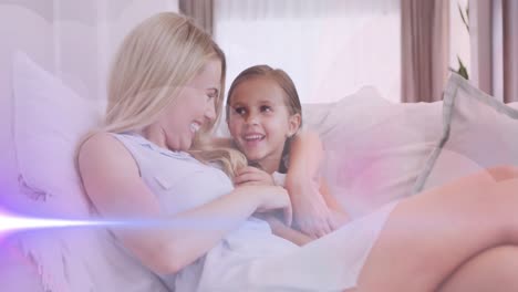 animation of glowing lights over mother and daughter