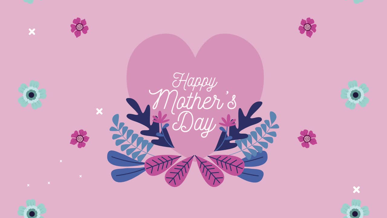 행복한 어머니의 날 꽃으로 가에 글자