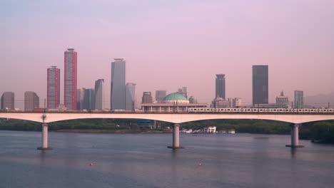 dangsan railway bridge over han river in seoul, south korea