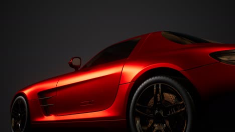 luxury sport car in dark studio with bright lights