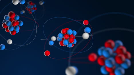 animation of atoms at the microscopic level with their neutrons, protons and electrons