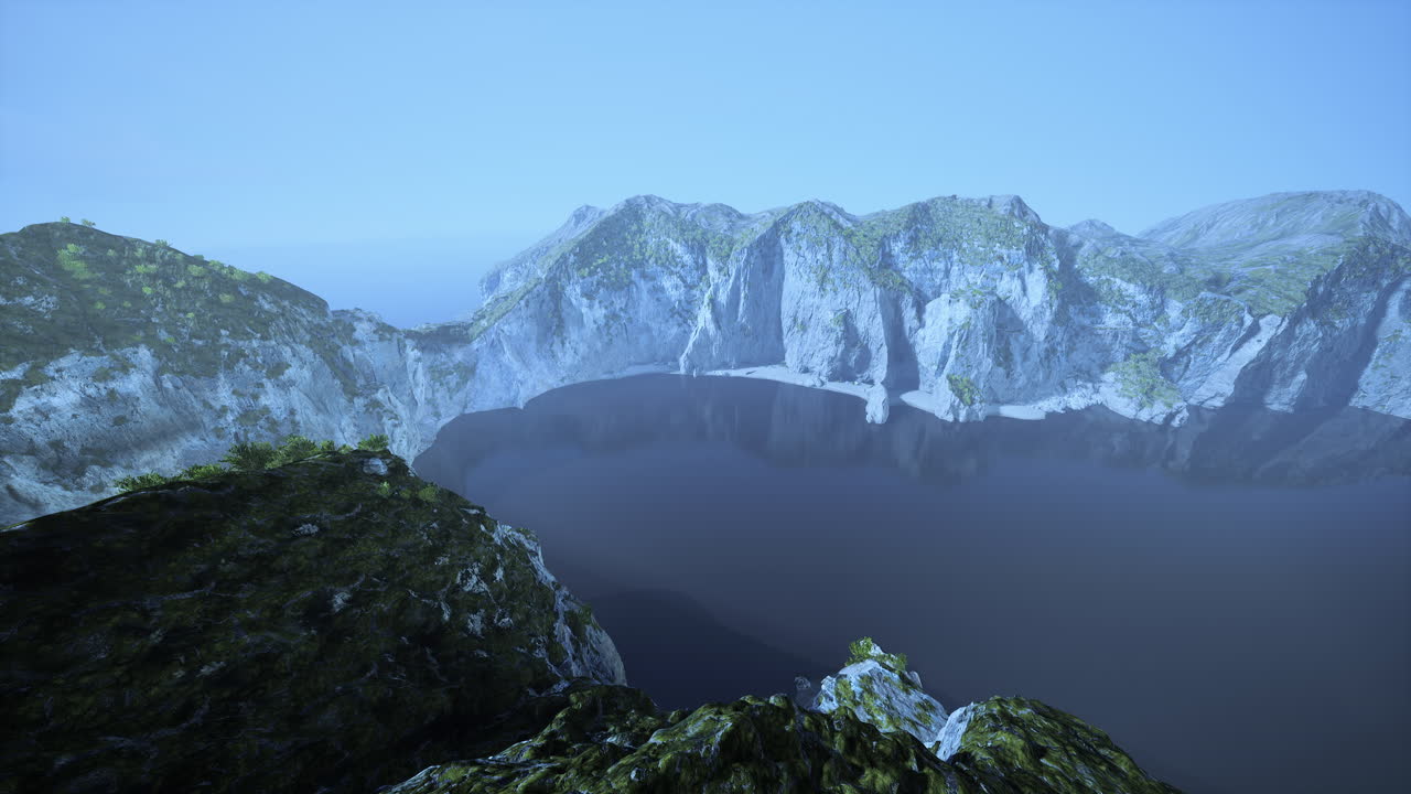 바다 바닥 에 있는  ⁇  돌 들 과 크레이드 절벽 에 대한 공중 전망