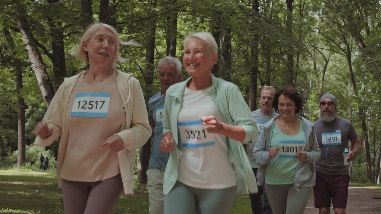 Seniors enjoying a park run