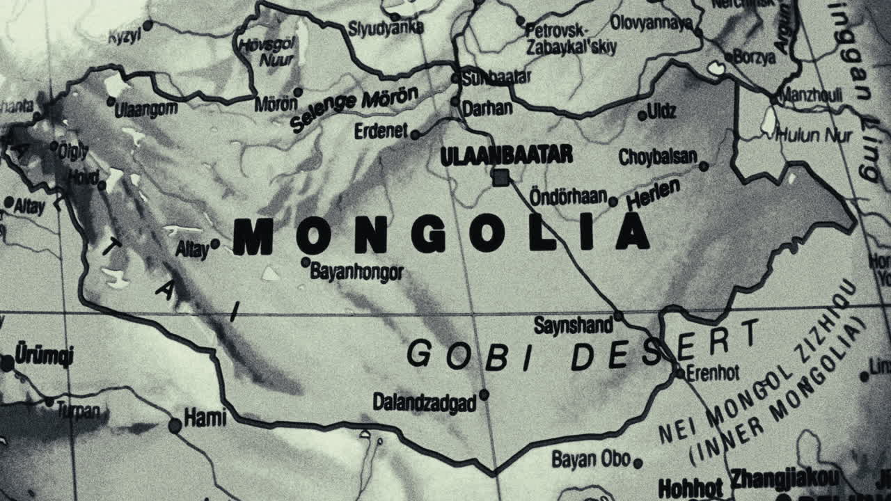 A detailed map of Mongolia and the Gobi Desert