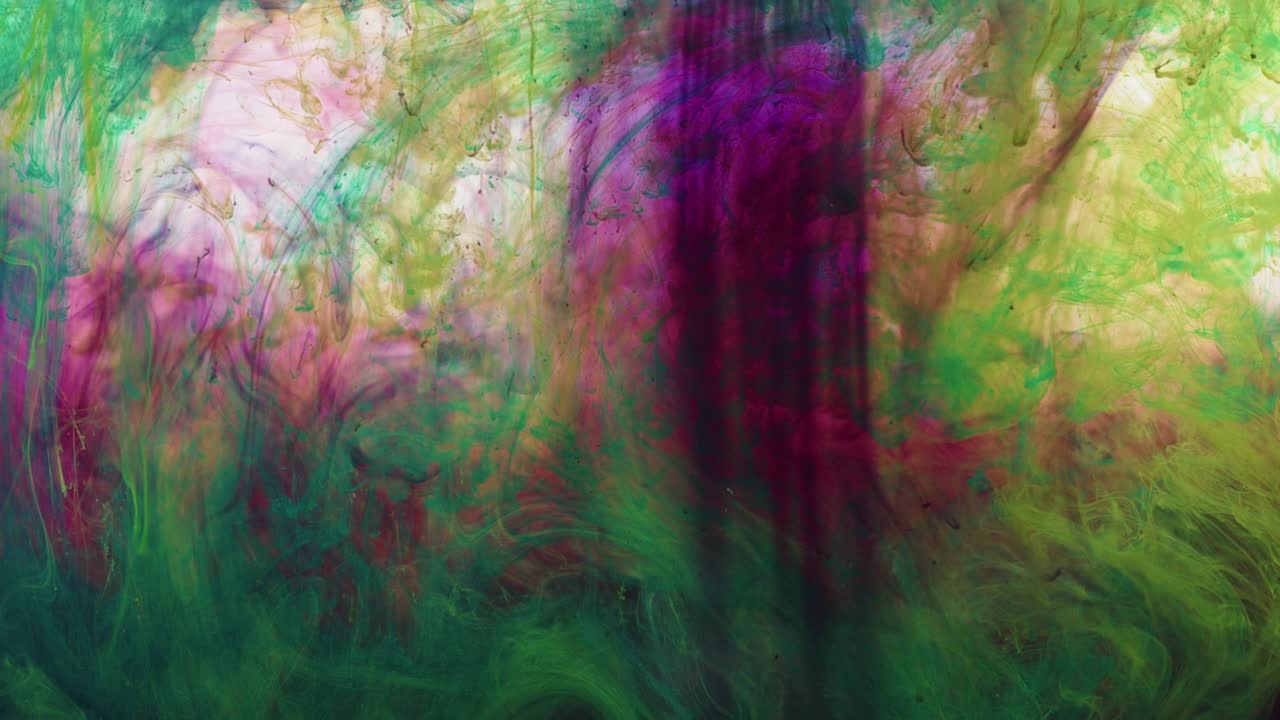 Abstract Organic Hypnotic Fractal Ink Colorful Paint Spreads In Water