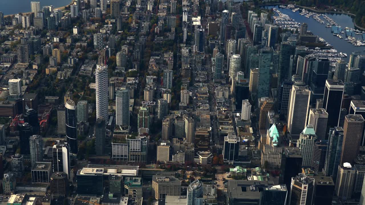 캐나다 브리티시 컬럼비아 주 밴쿠버 시내의 워터프론트 도시 풍경