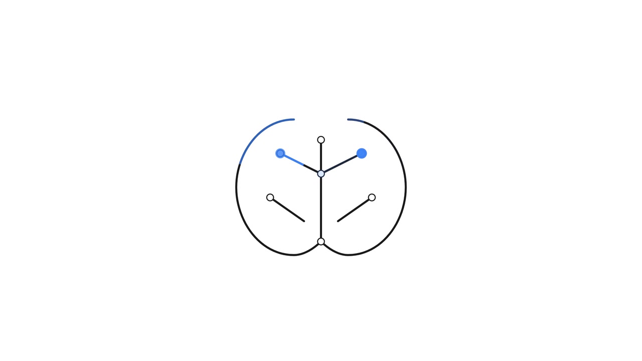 Minimalist Animated Brain Network Diagram on White Background