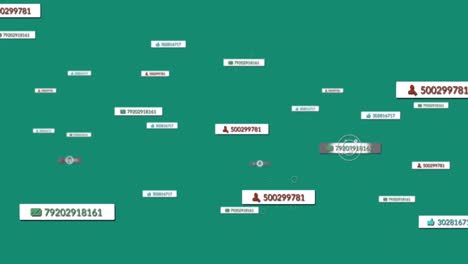 animation of social media data processing over green background