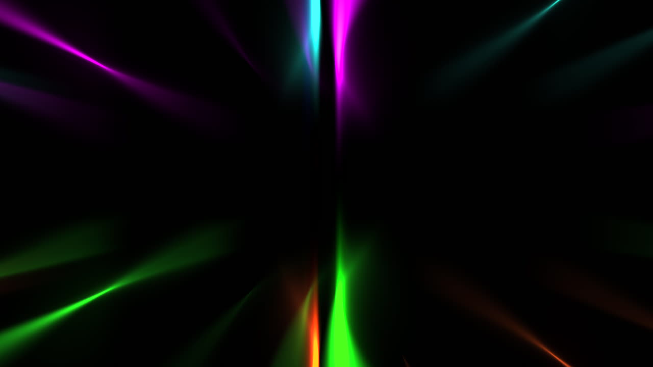 Colorful Abstract Light Rays Moving on Black Background