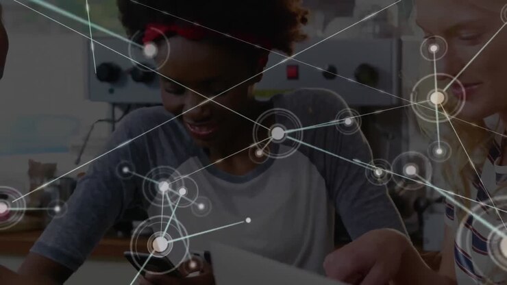 Network of connections against office colleagues using electronic devices