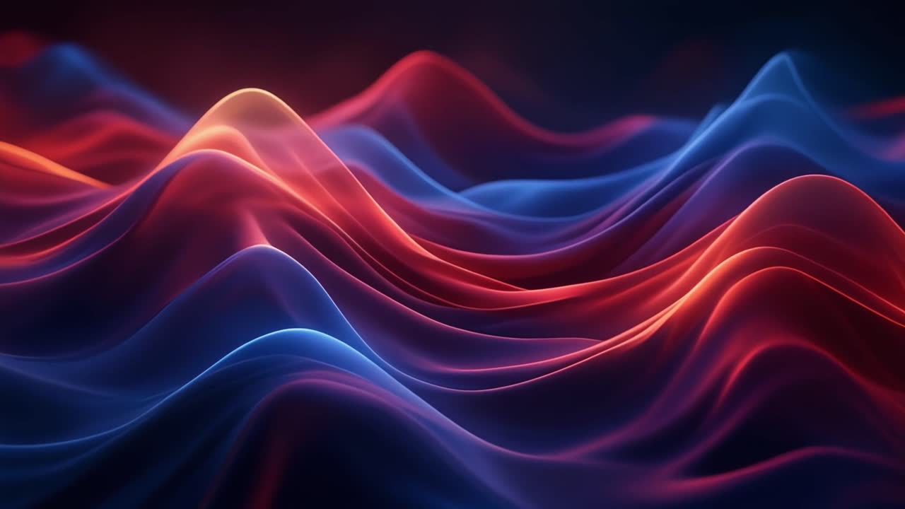 Abstract Red and Blue Light Waves Flowing Seamlessly
