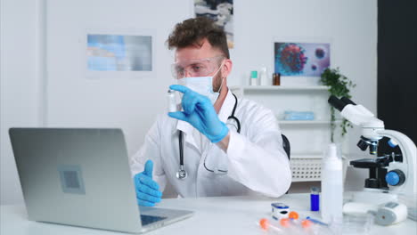 doctor conducting a virtual presentation of a medication in a laboratory setting